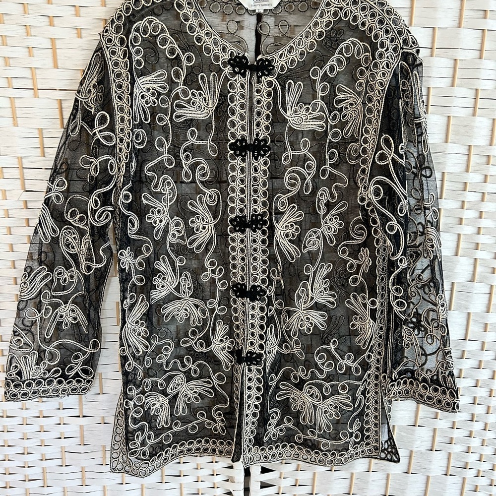 Elegant Black, White and Gold  Celsa Women's Jacket